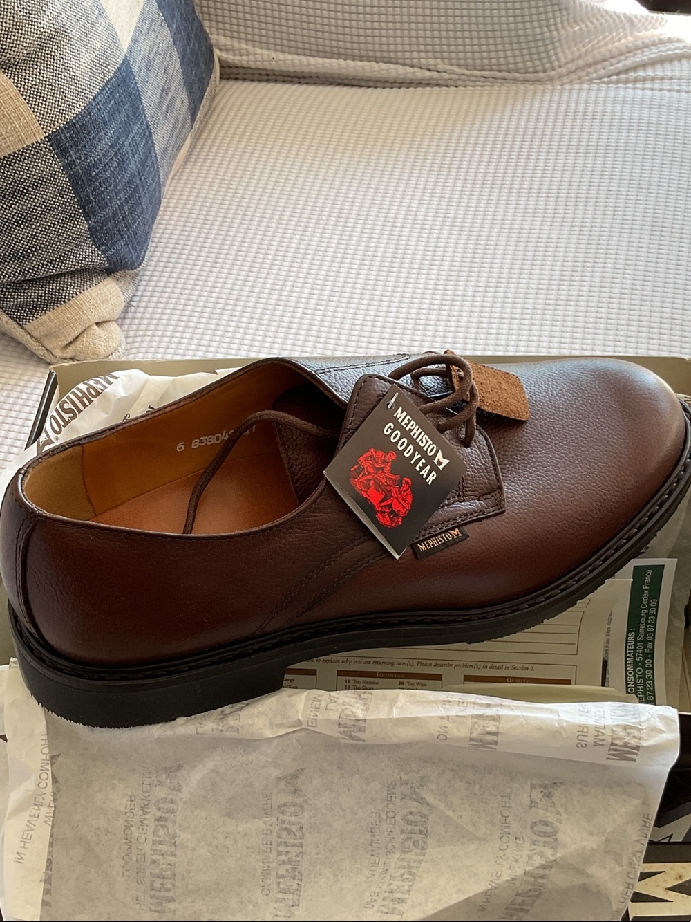 Mephisto Men's Dark Brown Leather Derby Shoes